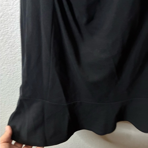🆕LOFT Black Sheath Ruched Flounce Crew Neck Short Sleeve Mini Dress 10🆕 - Picture 10 of 14